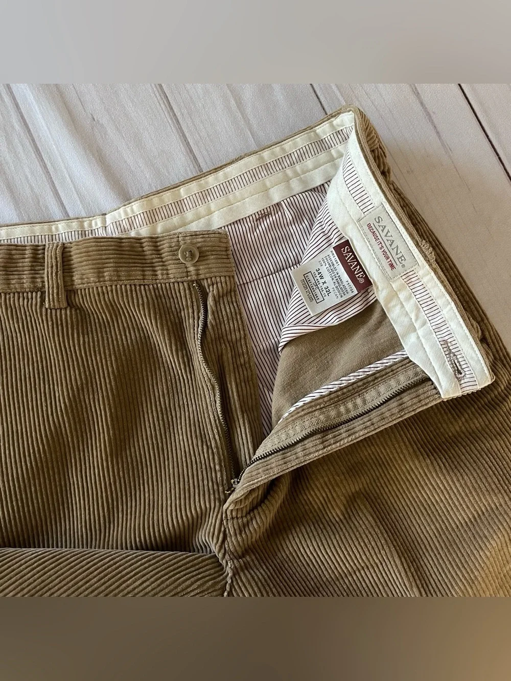 Savane Corduroy Pants Men’s 34x32 Brown Pecan Straight Relaxed Casual Preppy